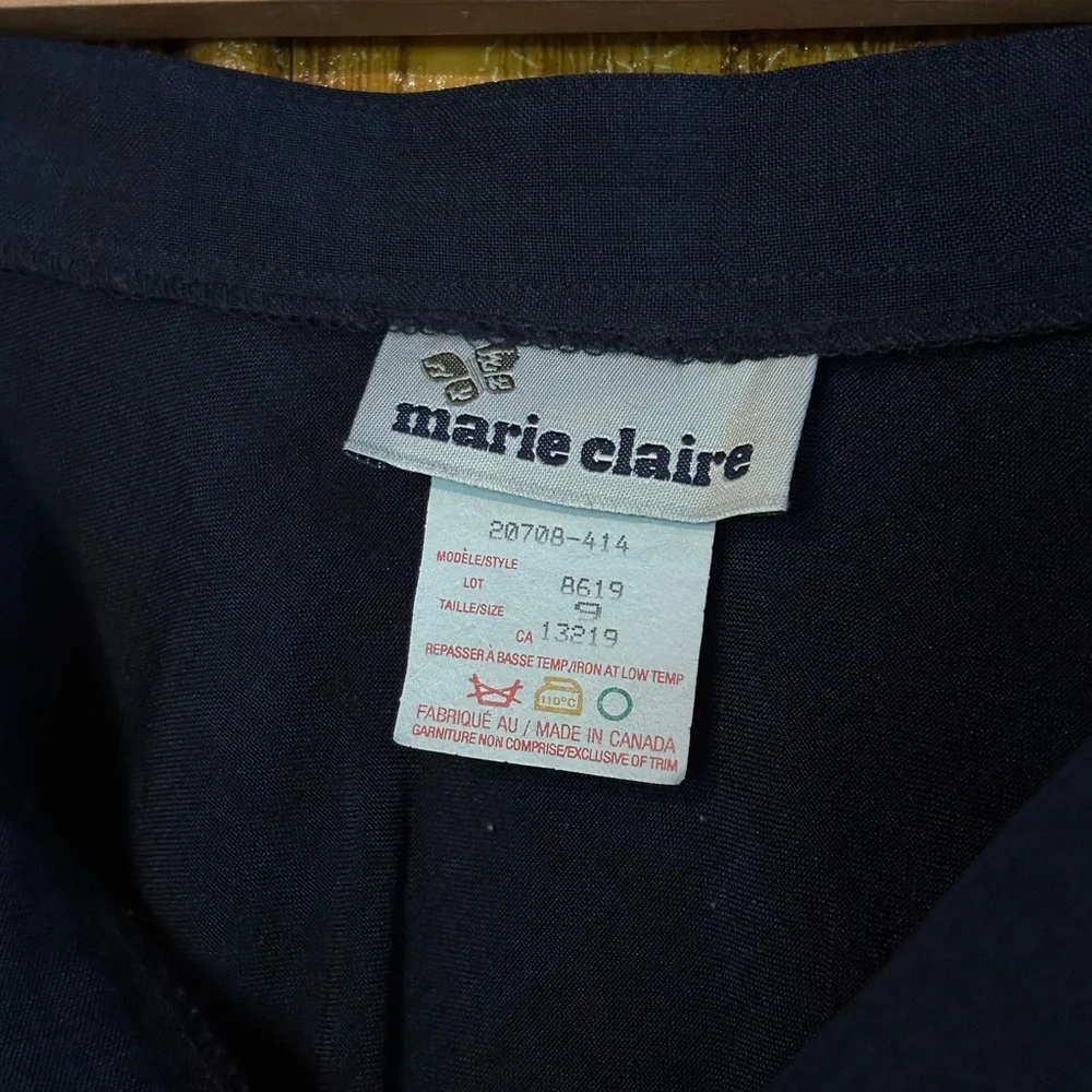 Vintage Navy Knee-Length Pleated Skirt - Picture 3 of 3